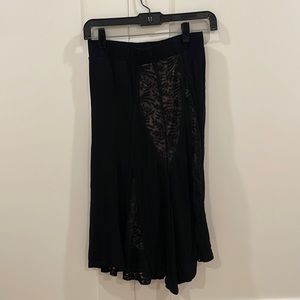 Black midi skirt with lace insert